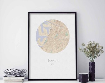 SAKAI Japan map poster wall decor design modern minimal nordic travel bedroom home art vintage retro dorm nursery housewarming