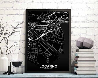 LOCARNO Switzerland map poster black white Hometown City Print Modern Home Decor Office Decoration Wall Art Dorm Bedroom Gift