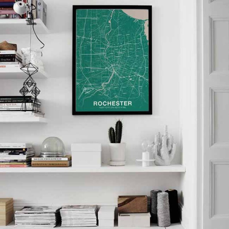 ROCHESTER New York NY USA Map Poster Color Hometown City Print Modern ...