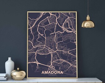 AMADORA Portugal poster color Hometown City Print Modern Home Decor Office Decoration Wall Art Dorm Bedroom Gift