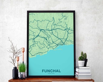 FUNCHAL Portugal poster color Hometown City Print Modern Home Decor Office Decoration Wall Art Dorm Bedroom Gift