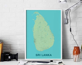 SRI LANKA map poster color Hometown City Print Modern Home Decor Office Decoration Wall Art Dorm Bedroom Gift