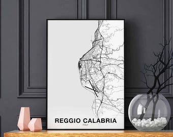 REGGIO CALABRIA Italy map poster Hometown City Print Modern Home Decor Office Decoration Wall Art Dorm Bedroom Gift