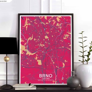 BRNO Tschechien Karte Poster schwarz weiß Wand Dekor Design modern skandinavisch minimalistisch nordisch Einweihungsparty Reise Schlafzimmer