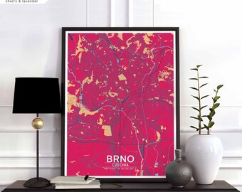 BRNO Czechia map poster black white wall decor design modern scandinavian minimal nordic housewarming travel bedroom