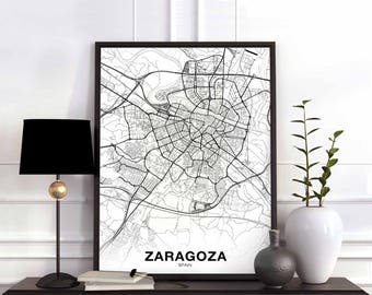 ZARAGOZA Spain map poster Hometown City Print Modern Home Decor Office Decoration Wall Art Dorm Bedroom Gift