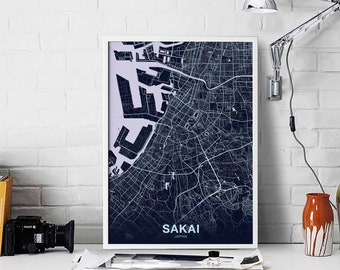 SAKAI Japan poster color Hometown City Print Modern Home Decor Office Decoration Wall Art Dorm Bedroom Gift