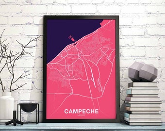 CAMPECHE Mexico poster color Hometown City Print Modern Home Decor Office Decoration Wall Art Dorm Bedroom Gift