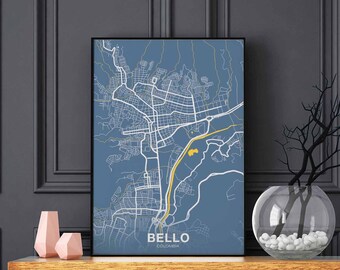 BELLO Colombia poster color Hometown City Print Modern Home Decor Office Decoration Wall Art Dorm Bedroom Gift