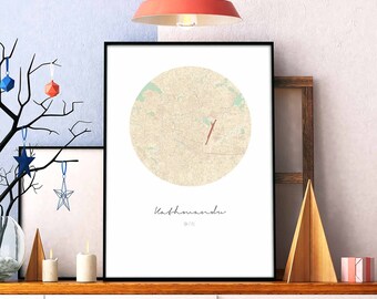 KATHMANDU Nepal map poster wall decor design modern minimal nordic travel bedroom home art vintage retro dorm nursery housewarming