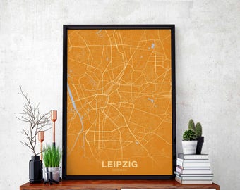 LEIPZIG Germany map poster color Hometown City Print Modern Home Decor Office Decoration Wall Art Dorm Bedroom Gift