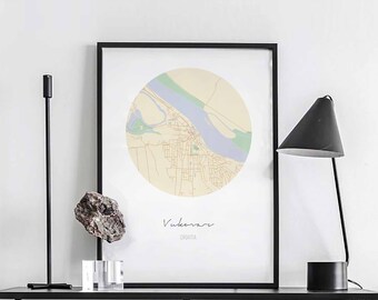 VUKOVAR Croatia map poster wall decor design modern minimal nordic travel bedroom home art vintage retro dorm nursery housewarming