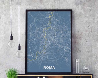 ROMA Italy map poster color Hometown City Print Modern Home Decor Office Decoration Wall Art Dorm Bedroom Gift
