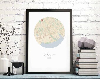 OSHAWA Canada map poster wall decor design modern minimal nordic travel bedroom home art vintage retro dorm nursery housewarming