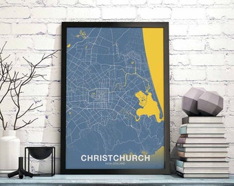 CHRISTCHURCH New Zeland poster color Hometown City Print Modern Home Decor Office Decoration Wall Art Dorm Bedroom Gift
