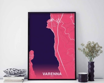 VARENNA Italy map poster color Hometown City Print Modern Home Decor Office Decoration Wall Art Dorm Bedroom Gift