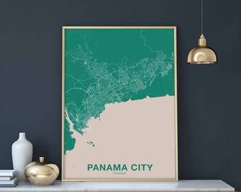 PANAMA CITY Panama map poster color Hometown City Print Modern Home Decor Office Decoration Wall Art Dorm Bedroom Gift