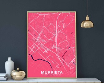 MURRIETA California CA USA map poster color Hometown City Print Modern Home Decor Office Decoration Wall Art Dorm Bedroom Gift