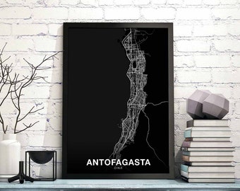 ANTOFAGASTA Chile map poster black white Hometown City Print Modern Home Decor Office Decoration Wall Art Dorm Bedroom Gift
