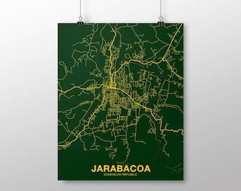 JARABACOA Dominican Republic map poster black white Hometown City Print Modern Home Decor Office Decoration Wall Art Dorm Bedroom Gift