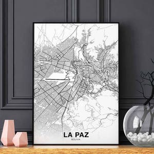 LA PAZ Bolivia map poster Hometown City Print Modern Home Decor Office Decoration Wall Art Dorm Bedroom Gift