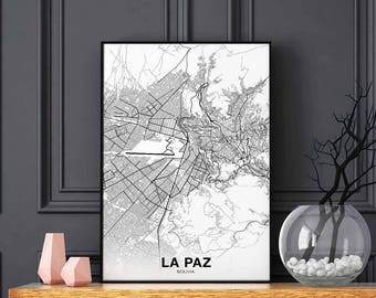 LA PAZ Bolivia map poster Hometown City Print Modern Home Decor Office Decoration Wall Art Dorm Bedroom Gift