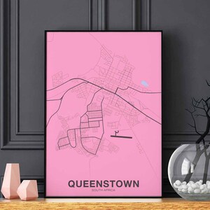 Póster de QUEENSTOWN, Sudáfrica, ciudad natal, impresión en color, decoración moderna para el hogar, decoración de la oficina, arte de pared, dormitorio, regalo