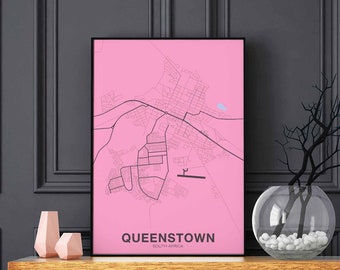 QUEENSTOWN South Africa poster color Hometown City Print Modern Home Decor Office Decoration Wall Art Dorm Bedroom Gift