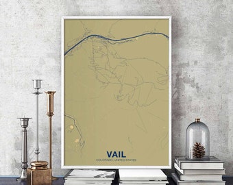 VAIL Colorado CO USA map poster color Hometown City Print Modern Home Decor Office Decoration Wall Art Dorm Bedroom Gift