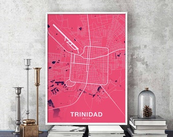 TRINIDAD Bolivia poster color Hometown City Print Modern Home Decor Office Decoration Wall Art Dorm Bedroom Gift