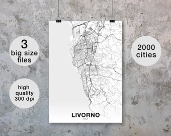 LIVORNO Italy map poster Hometown City Print Modern Home Decor Office Decoration Wall Art Dorm Bedroom Gift