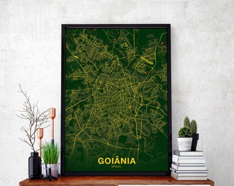 GOIANIA Brazil map poster color Hometown City Print Modern Home Decor Office Decoration Wall Art Dorm Bedroom Gift