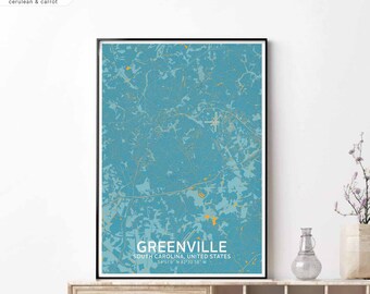 GREENVILLE South Carolina usa map poster black white Hometown City Print Modern Home Decor Office Decoration Wall Art Dorm Bedroom Gift