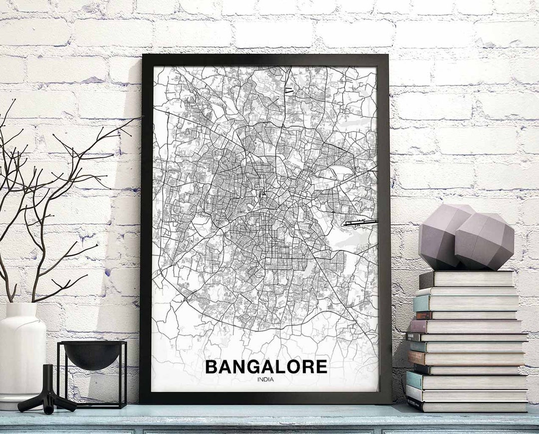 BANGALORE India Map Poster Hometown City Print Modern Home Decor Office ...