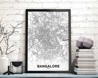 BANGALORE India map poster Hometown City Print Modern Home Decor Office Decoration Wall Art Dorm Bedroom Gift
