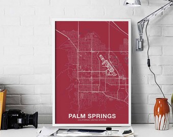 PALM SPRINGS California CA usa poster color Hometown City Print Modern Home Decor Office Decoration Wall Art Dorm Bedroom Gift