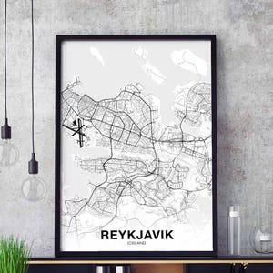 REYKJAVIK islande carte affiche ville natale ville impression moderne décor à la maison bureau décoration mur art dortoir chambre cadeau