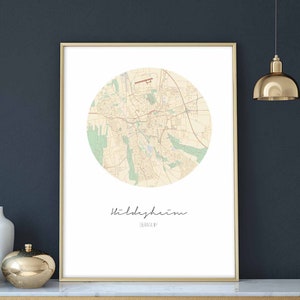 HILDESHEIM Allemagne carte affiche décoration murale design moderne minimal nordique voyage chambre à coucher art à la maison vintage rétro dortoir pépinière pendaison de crémaillère