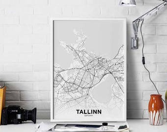 TALLINN Estonia map poster Hometown City Print Modern Home Decor Office Decoration Wall Art Dorm Bedroom Gift