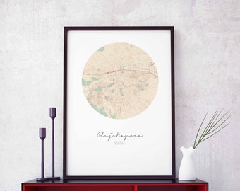 CLUJ-NAPOCA Romania map poster wall decor design modern minimal nordic travel bedroom home art vintage retro dorm nursery housewarming