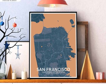 SAN FRANCISCO usa map poster black white Hometown City Print Modern Home Decor Office Decoration Wall Art Dorm Bedroom Gift