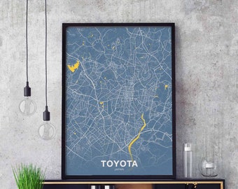 TOYOTA Japan map poster color Hometown City Print Modern Home Decor Office Decoration Wall Art Dorm Bedroom Gift