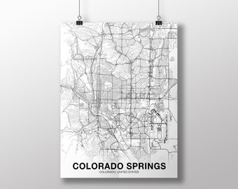 COLORADO SPRINGS USA map poster black white Hometown City Print Modern Home Decor Office Decoration Wall Art Dorm Bedroom Gift