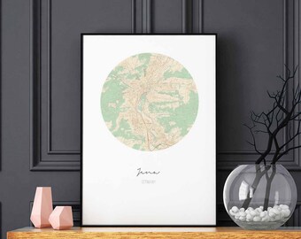 JENA Germany map poster wall decor design modern minimal nordic travel bedroom home art vintage retro dorm nursery housewarming
