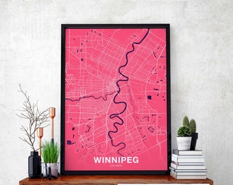 WINNIPEG Canada poster color Hometown City Print Modern Home Decor Office Decoration Wall Art Dorm Bedroom Gift