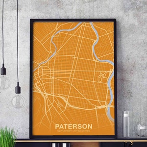 PATERSON New Jersey NJ USA plakat kolor Miasto rodzinne Wydrukuj Nowoczesny wystrój domu Dekoracja biurowa Sztuka ścienna Sypialnia w akademiku Prezent