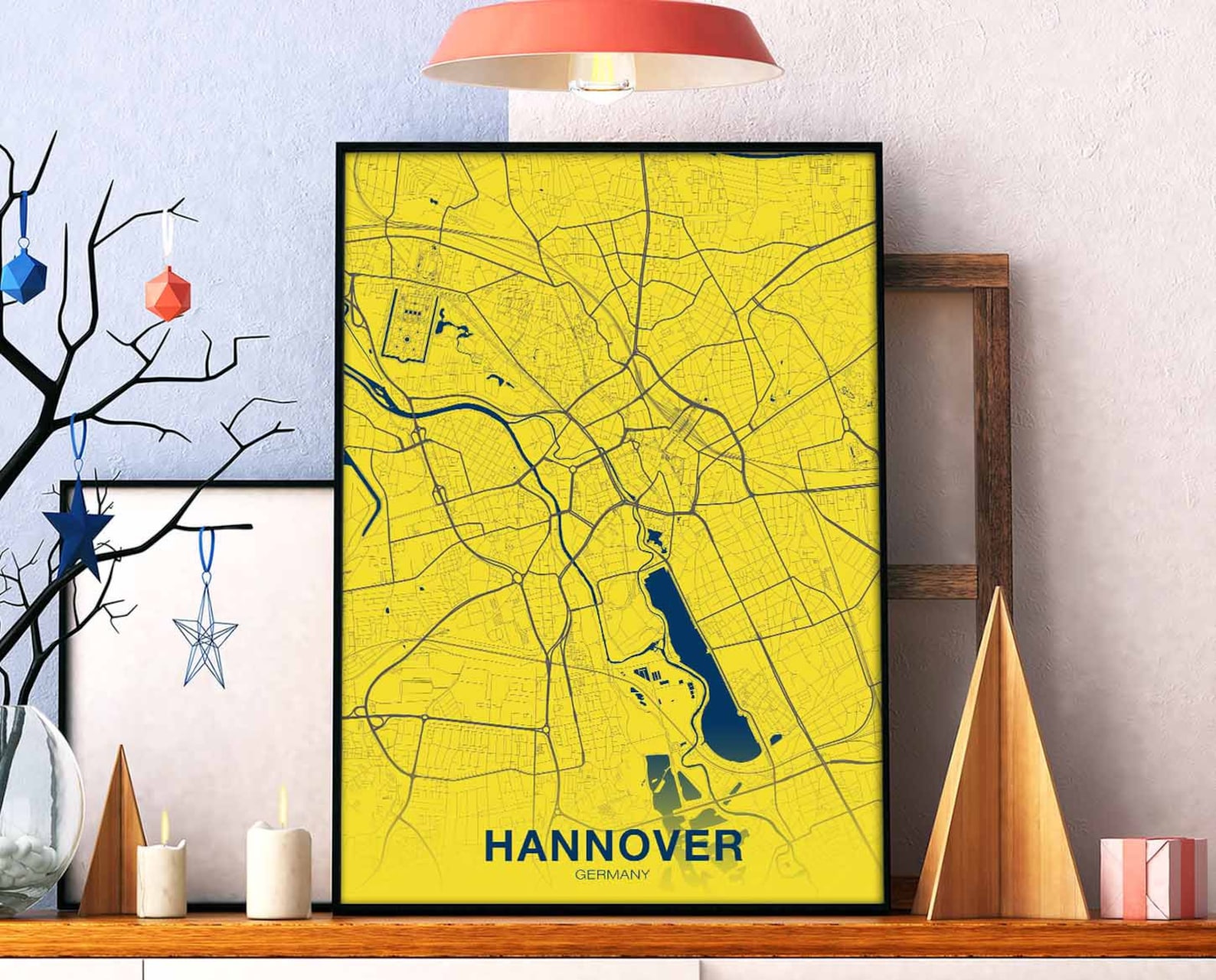 HANNOVER Germany Map Poster Color Hometown City Print Modern Home Decor ...