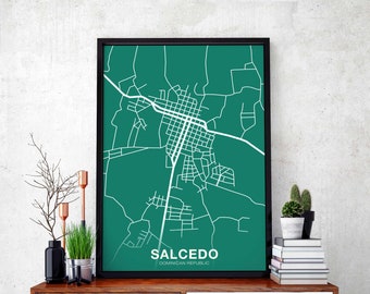 SALCEDO Dominican Republic map poster color Hometown City Print Modern Home Decor Office Decoration Wall Art Dorm Bedroom Gift