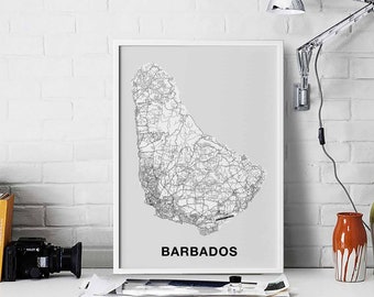 BARBADOS caribbean map poster Hometown City Print Modern Home Decor Office Decoration Wall Art Dorm Bedroom Gift