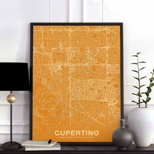 CUPERTINO California CA USA poster color Hometown City Print Modern Home Decor Office Decoration Wall Art Dorm Bedroom Gift